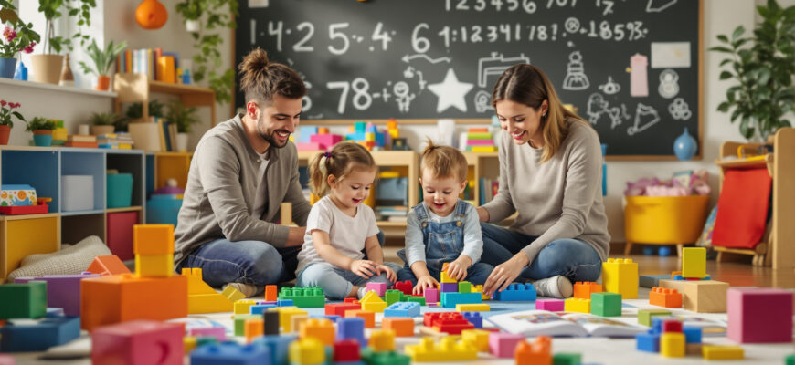 яркая игровая комната с развивающими игрушками для детей