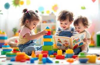 сцена с маленькими детьми, развивающими интеллект через игры