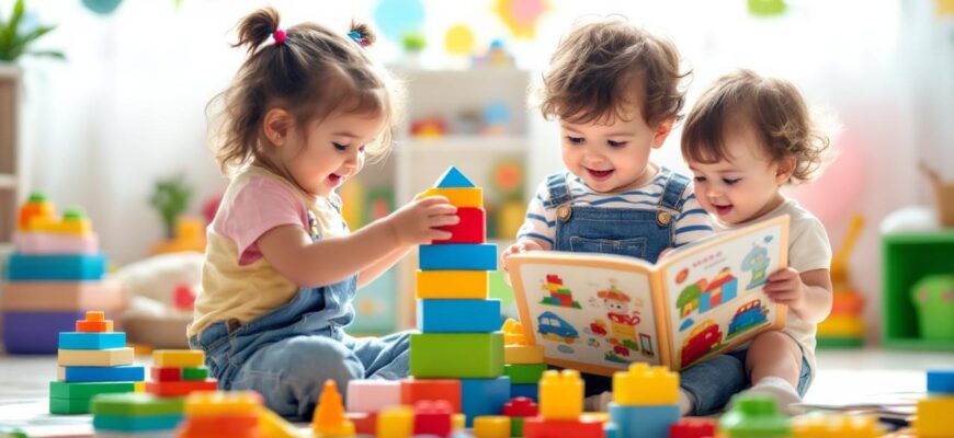 сцена с маленькими детьми, развивающими интеллект через игры