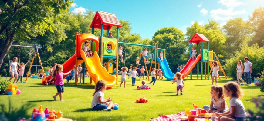 игровая площадка для детей, наполненная активностями