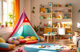 яркая комната с развлекательными занятиями для ребенка
