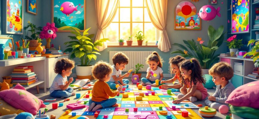 живописная игровая комната с играми для детей