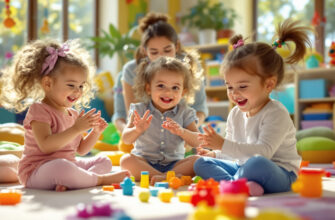 веселая сцена пальчиковых игр для детей 2–3 лет в игровой комнате