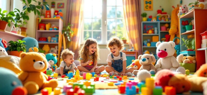 веселая игровая комната для детей с развивающими играми