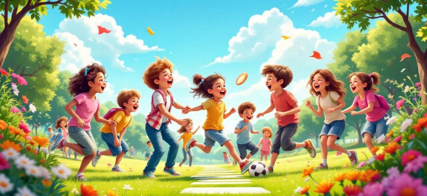 Дети играют на улице без экранов.